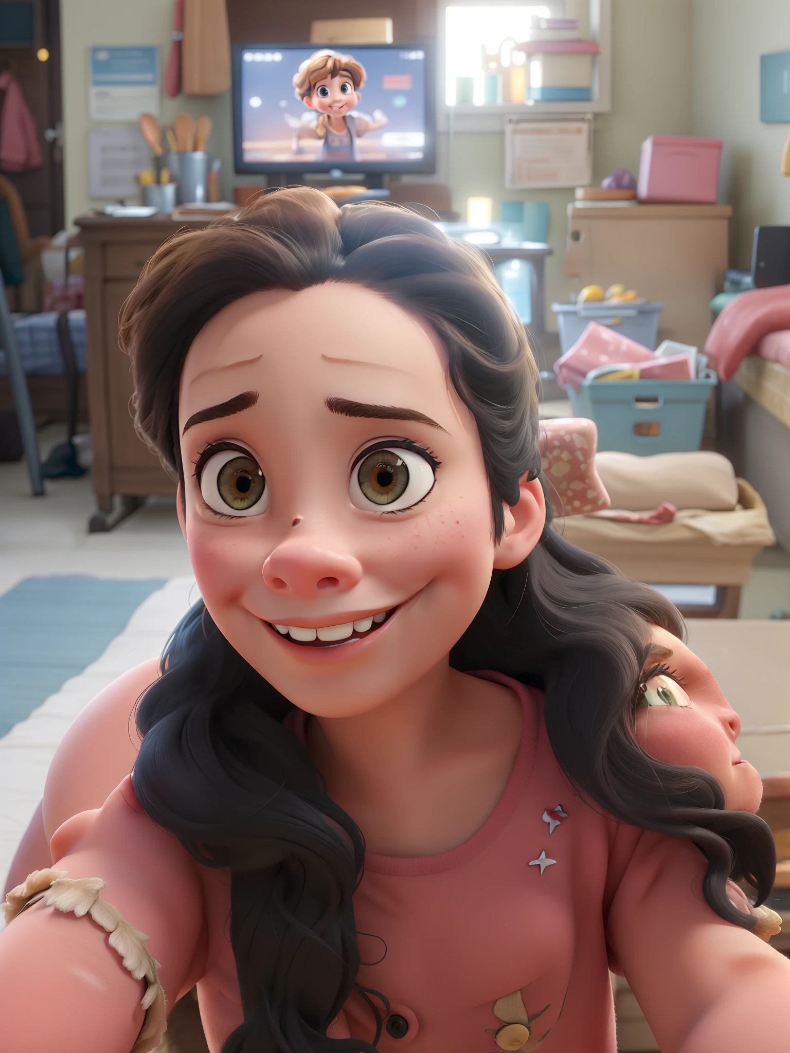 A girl in great quality and definition in the style of Disney pixar