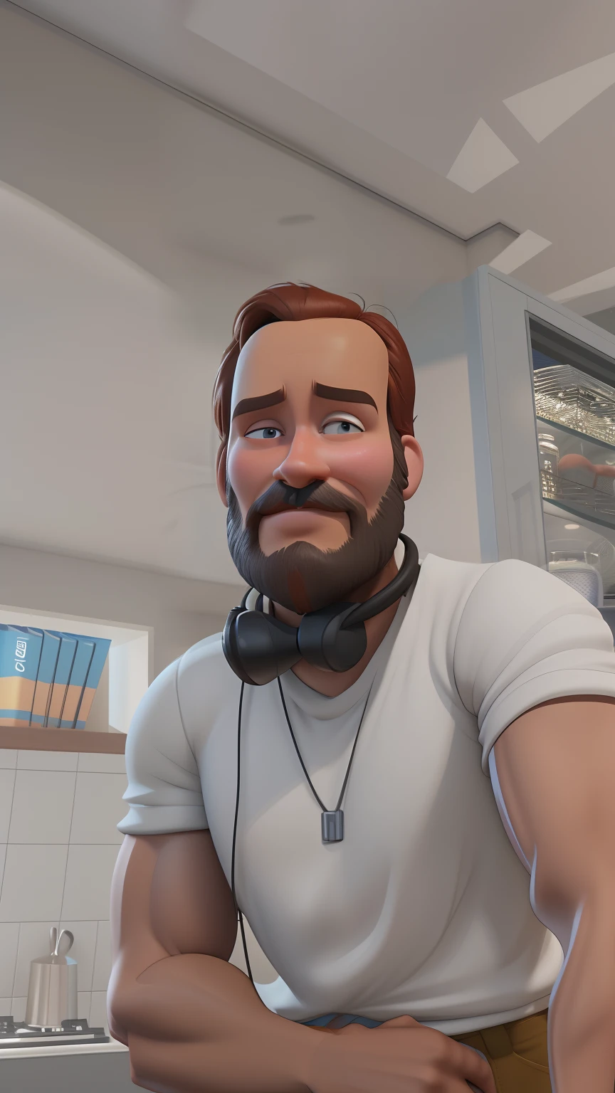 Man in orange shirt and black pants standing in a kitchen, Como um personagem da Pixar, pixarman rendering rendering, renderizar na pixar, pixar 3 d animation style, pixar retrato 8 k foto, animation character, Arnold Maya render, Representado como um personagem da Pixar, pixar octane render, personagem pixar, Estilo dos desenhos animados da Pixar, Personagem ideal da Pixar, renderizado em Arnold, pixar rendering