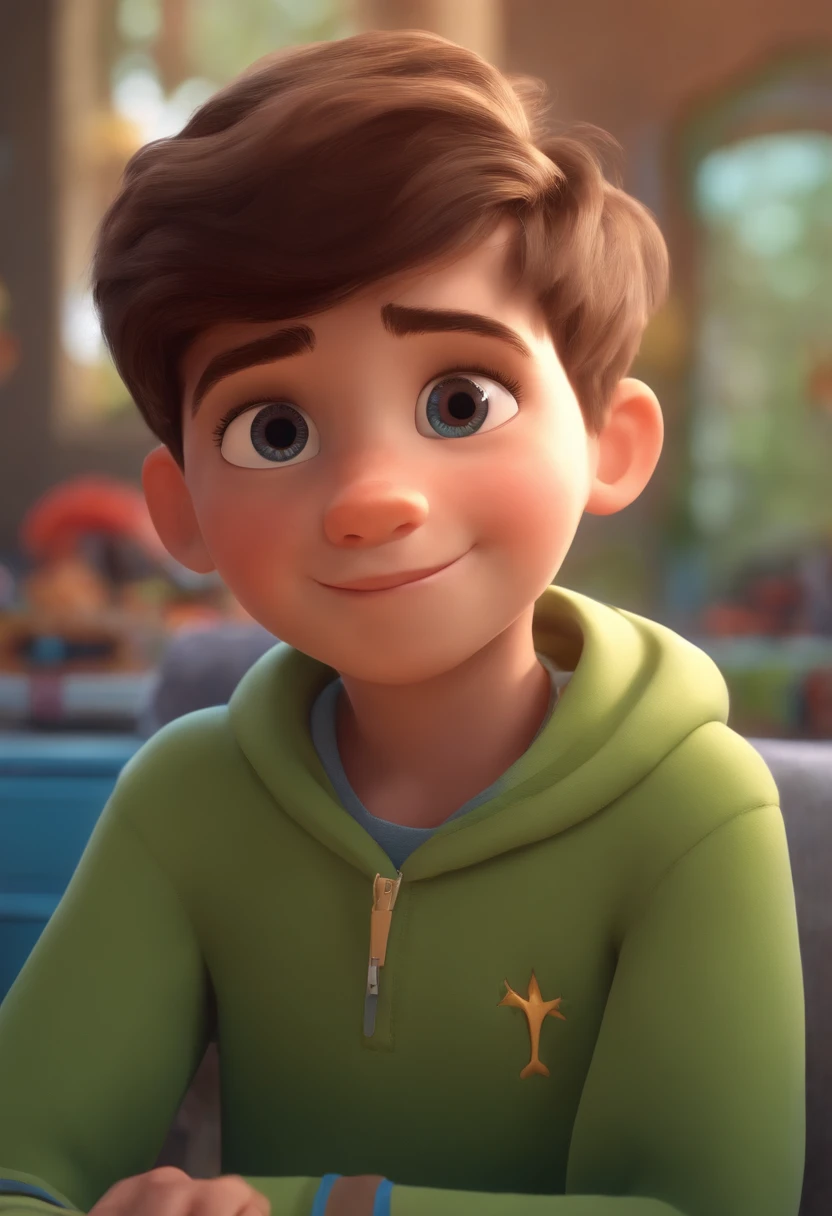 Image of a boy for a story in a YouTube video in Pixar format, He's the little allabester, He's the class leader, He's outgoing, Playful and gets up for a lot of things