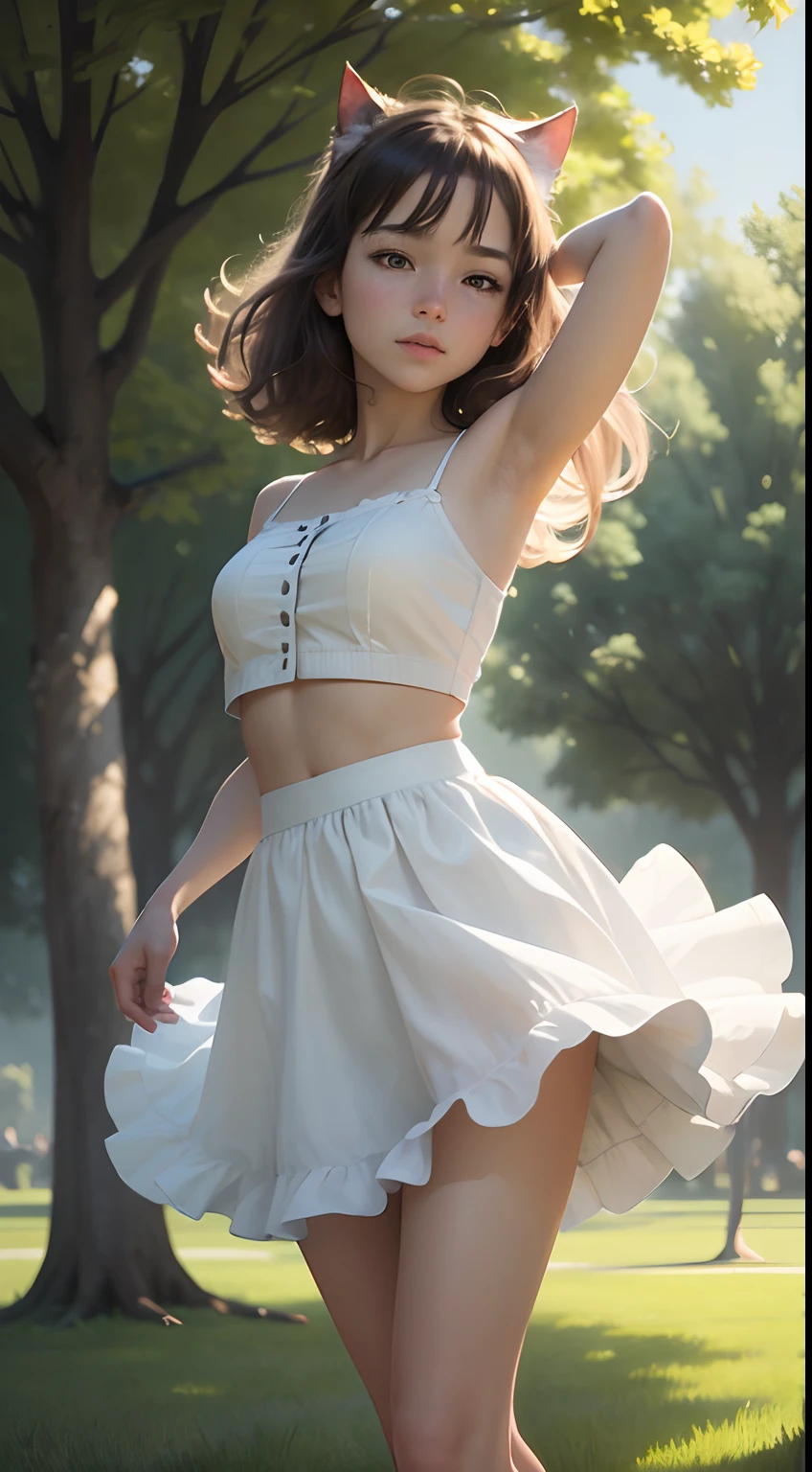 pov close-up,lovely cats,girl playing with cats,Masterpiece,Best quality,8K,Realistic,1girl,Solo,dream