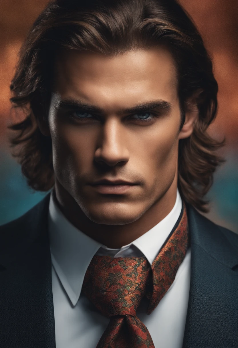 Strong-looking man in a suit faces Facing the front