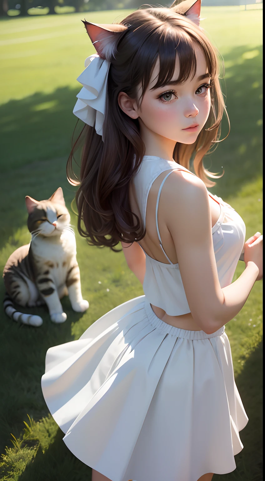 pov close-up,lovely cats,girl playing with cats,Masterpiece,Best quality,8K,Realistic,1girl,Solo,dream