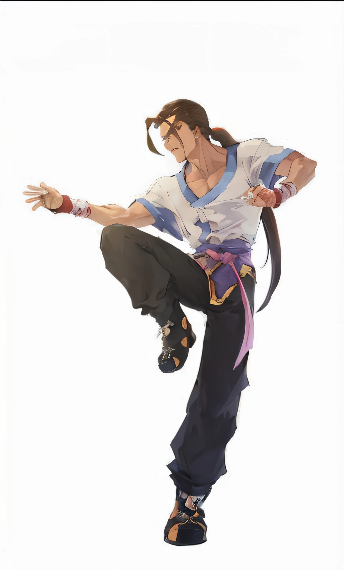 man with long hair, fei fong wong, xenogears, fighting stance