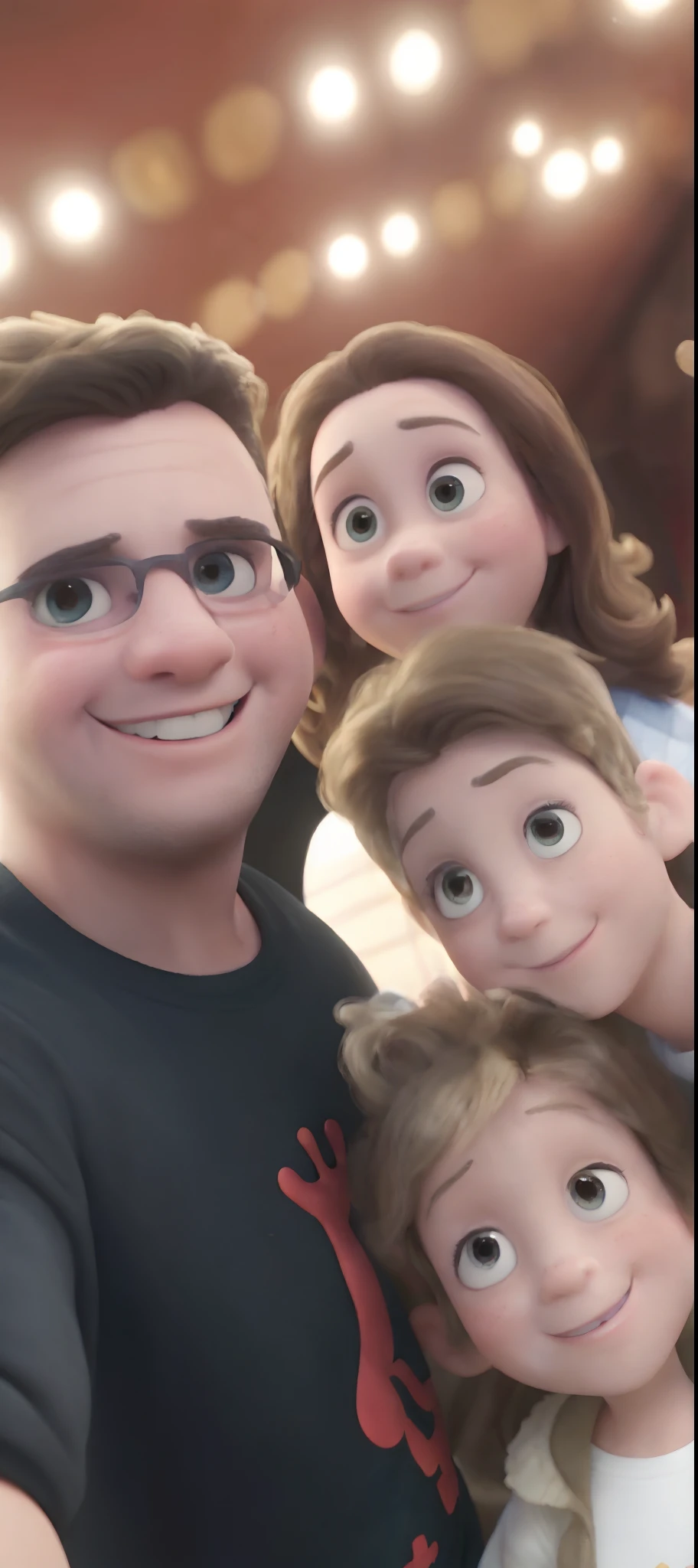 A family there Disney pixar style. There is a group of people who are posing for a photo, Family photo, divertindo-se, foto do snapchat, foto do perfil, family portrait, Happy family, Postagem 4k, 4 k post, imagem de perfil, vacation photo, Colina Drew, jeremy enecio, selfie acidental, damian kryzwonos, Tyler Oeste, uma imagem, foto do concerto, foto do telefone