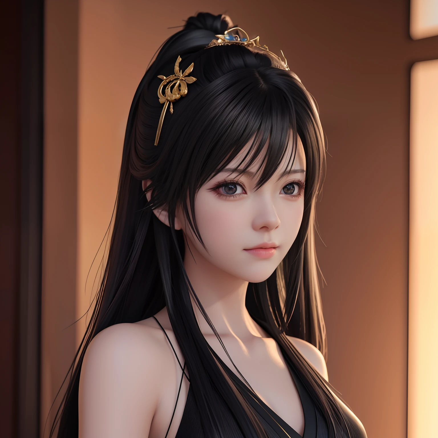 there is a woman that is posing for a picture in a black shirt, realistic artstyle, realistic anime artstyle, [ 4 k digital art ]!!, realistic anime 3 d style, artwork in the style of guweiz, smooth anime cg art, anime realism style, realistic anime art style, realism artstyle, photorealistic!!!!!!! art style, photorealistic artstyle