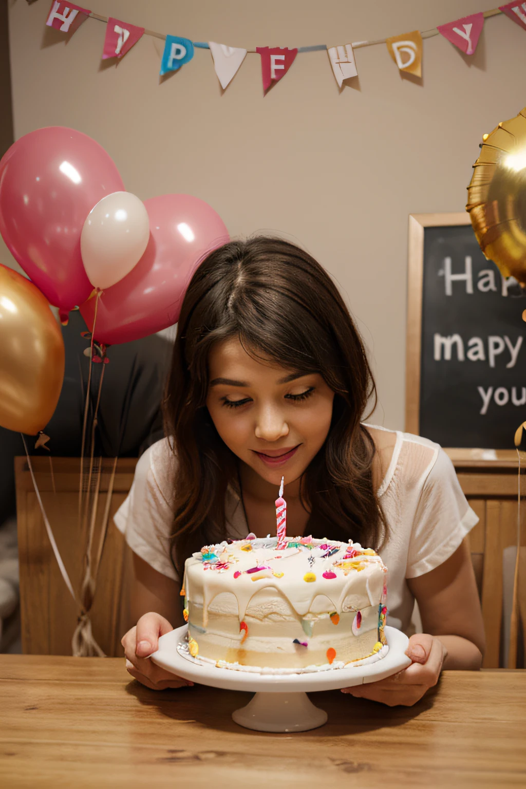 a birthday card for 5 year baby with balloon and cake
