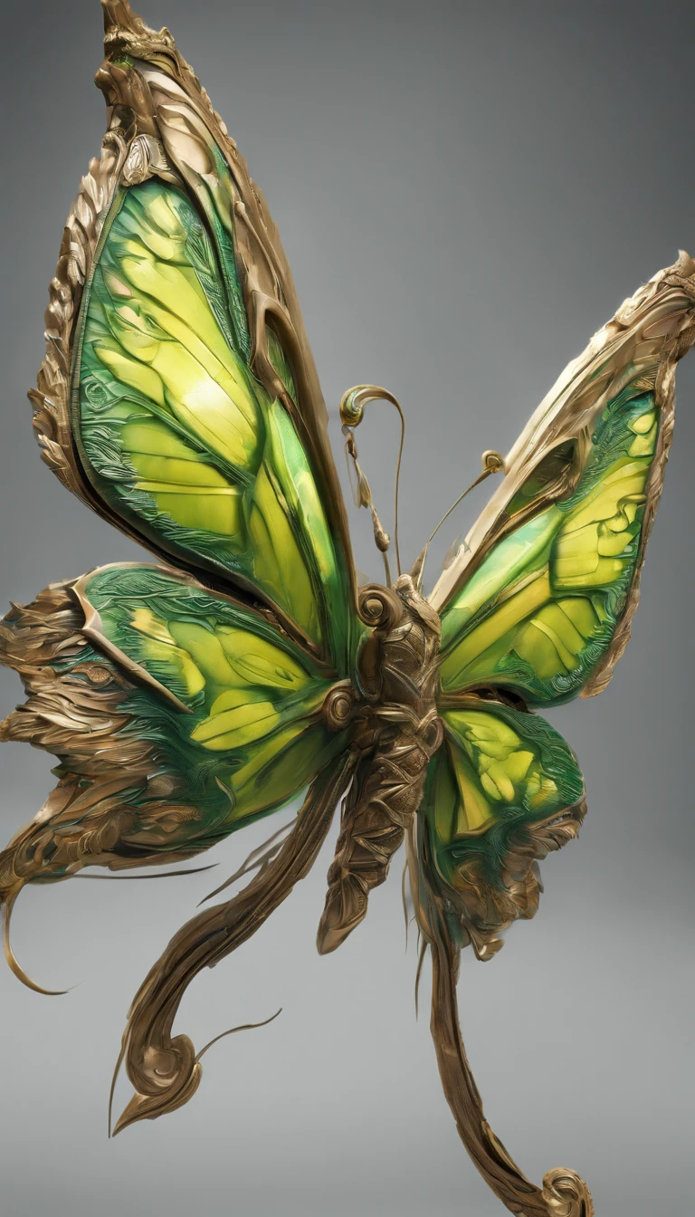 (Best Quality,4K,hight resolution,masutepiece:1.2),Extremely detailed,Fantasia Giant Butterfly Monster Green-winged butterfly Mothra A detailed 4K large plumage,a mythical creature,myth