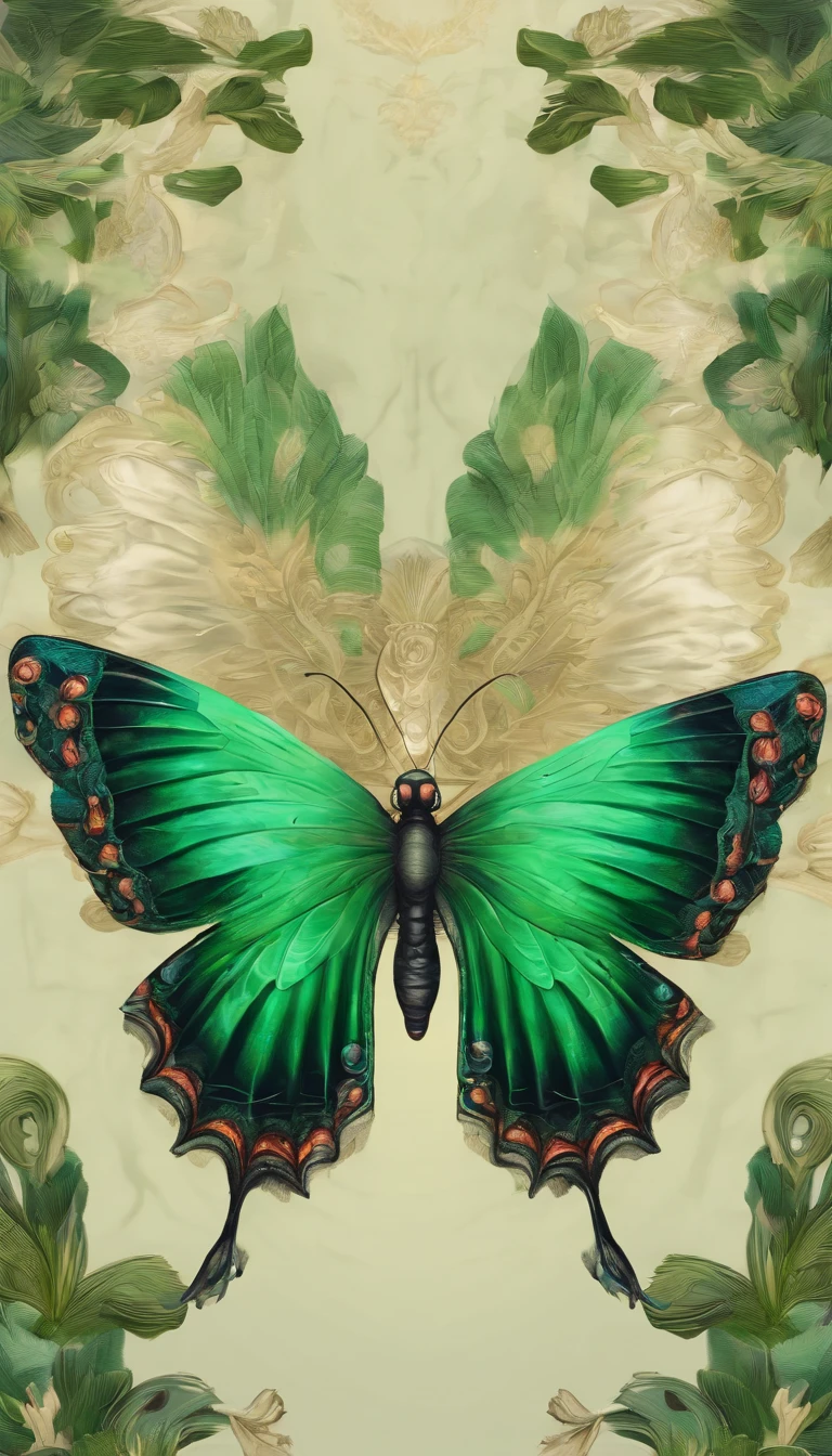 (Best Quality,4K,hight resolution,masutepiece:1.2),Extremely detailed,Fantasia Giant Butterfly Monster Green-winged butterfly Mothra A detailed 4K large plumage,a mythical creature,myth