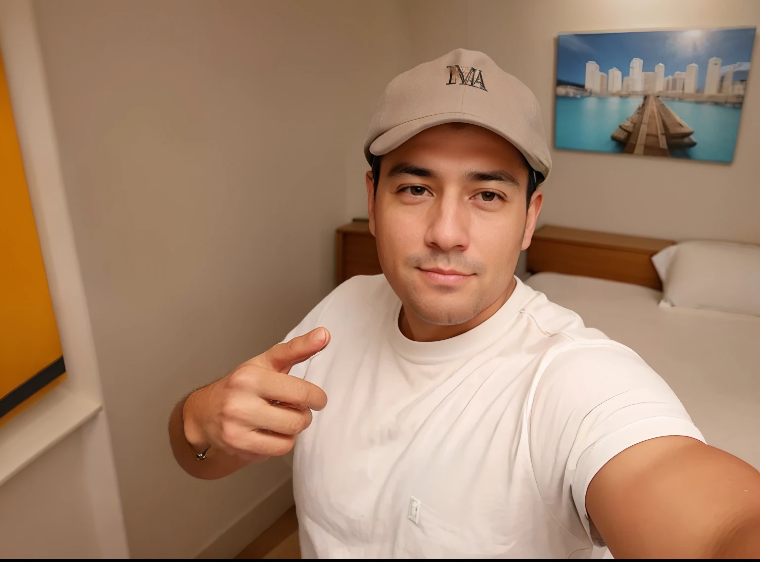 There's a Man Who's Taking a Selfie in a Hotel Room, Fotografia Selfie 8k, foto Selfie, Selfie!!!!! de um homem, wearing a travel hat, Selfie, selfie shot straight on angle, Selfie de um homem, Selfie!!!!!, vacation photo, Homem de 4 0 anos, iphone Selfie, Assumido em Go Pro Hero8, Fotografia tirada em 2 0 2 0