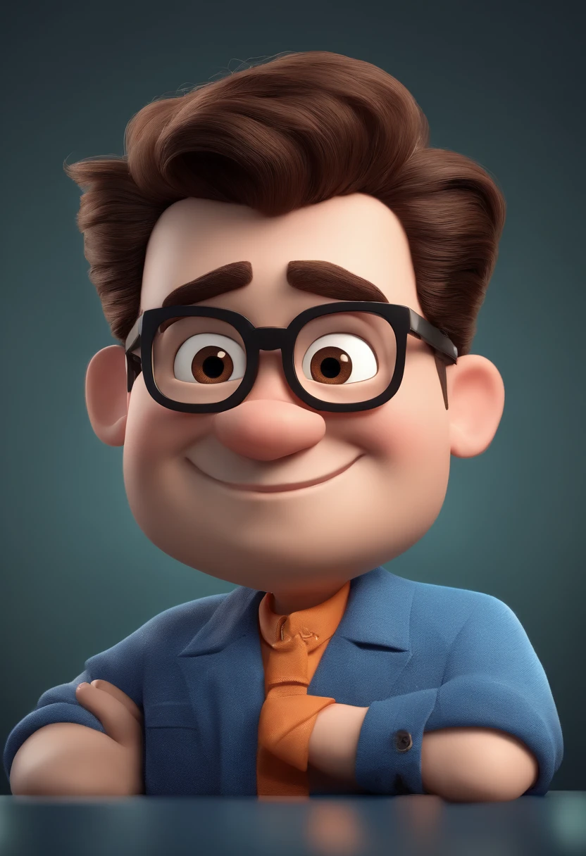 Cartoon character of a man with black glasses and a blue shirt, animation character, Caractere estilizado, animation style rendering, 3D estilizado, Arnold Maya render, 3 d render stylized, toon render keyshot, Personagem 3D, Personagem 3D, 3d rendering stylized, 3 d character render, personagem de desenho animado, Personagem de close up, Pose de personagem,  (Estilo Pixar) (master part:1.2) (Bokeh) (best quality) (pele detalhada) (textura detalhada) (8k) (argila) (Cinematic lighting) (foco nítido