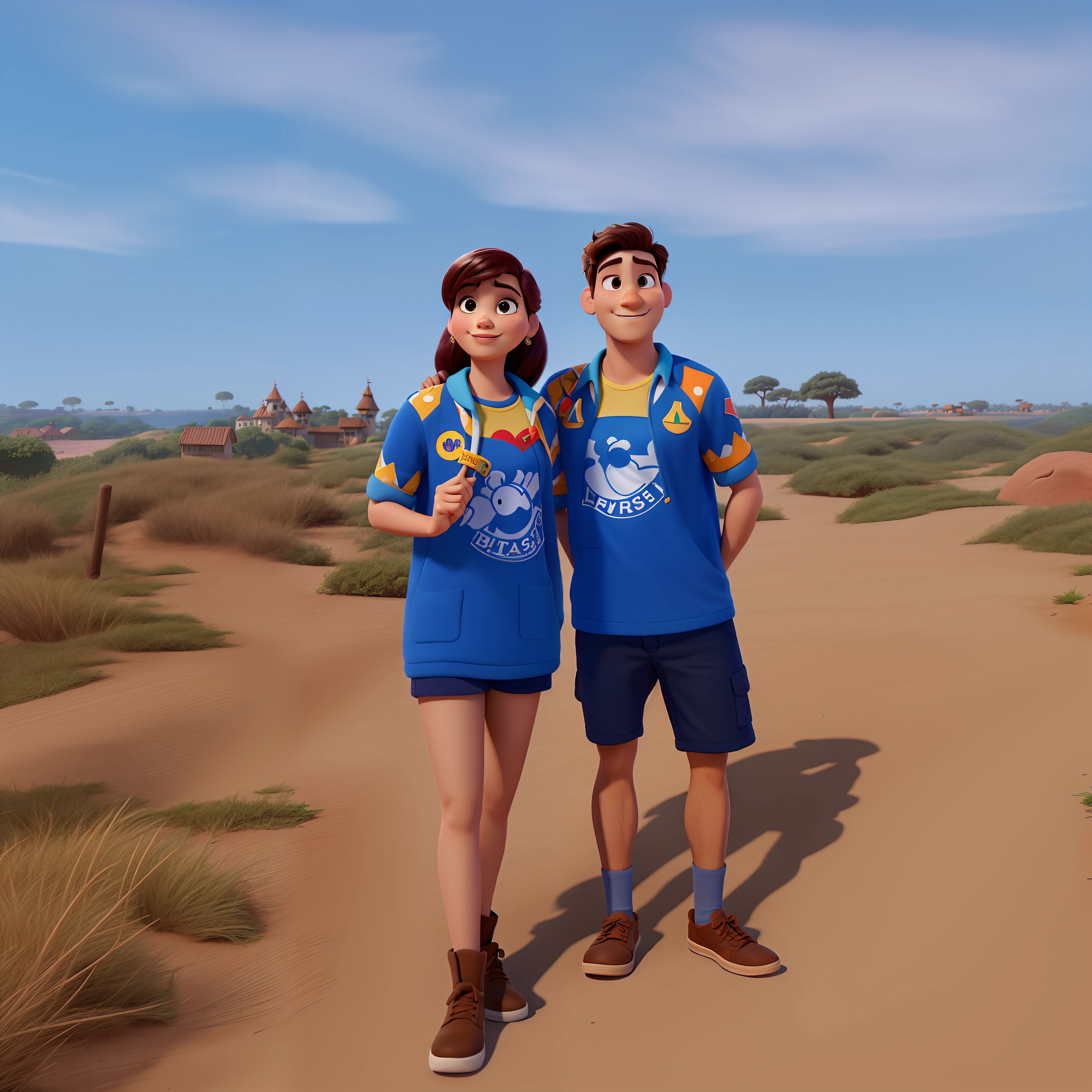 Um casal de um homem e uma mulher estilo disney pixar, alta qualidade, melhor qualidade