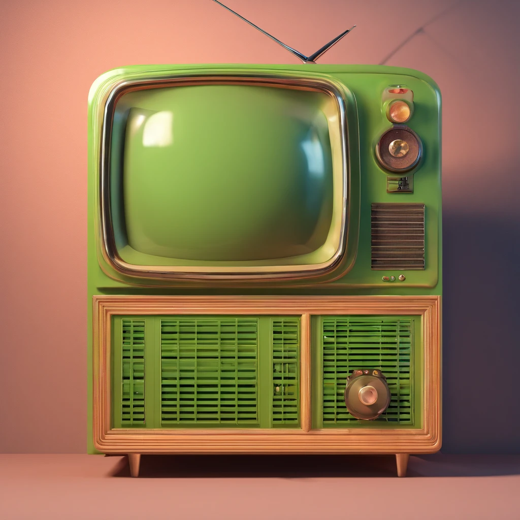 una television retro, vintage, con la patalla en verde