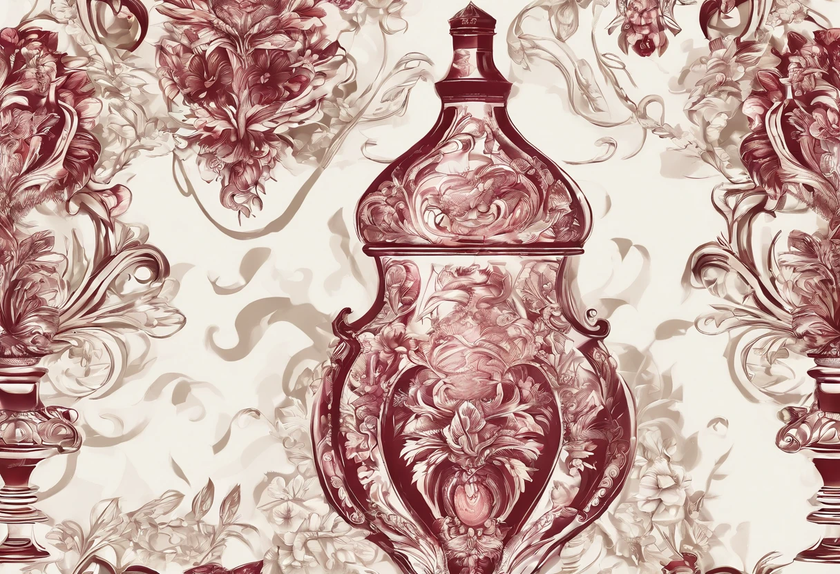 A bottle of red wine、European pattern