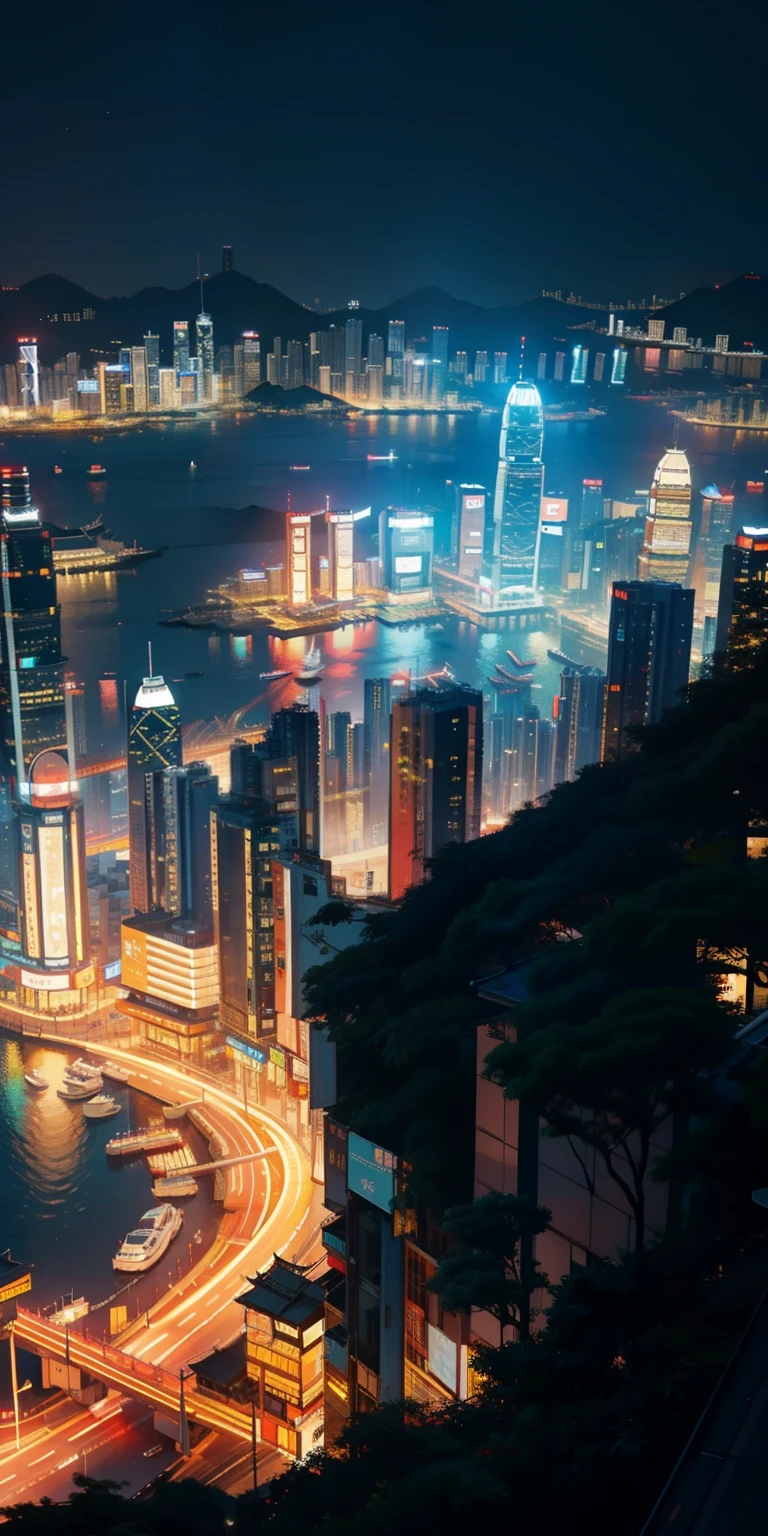 realisticlying、Hong Kong cityscape at night