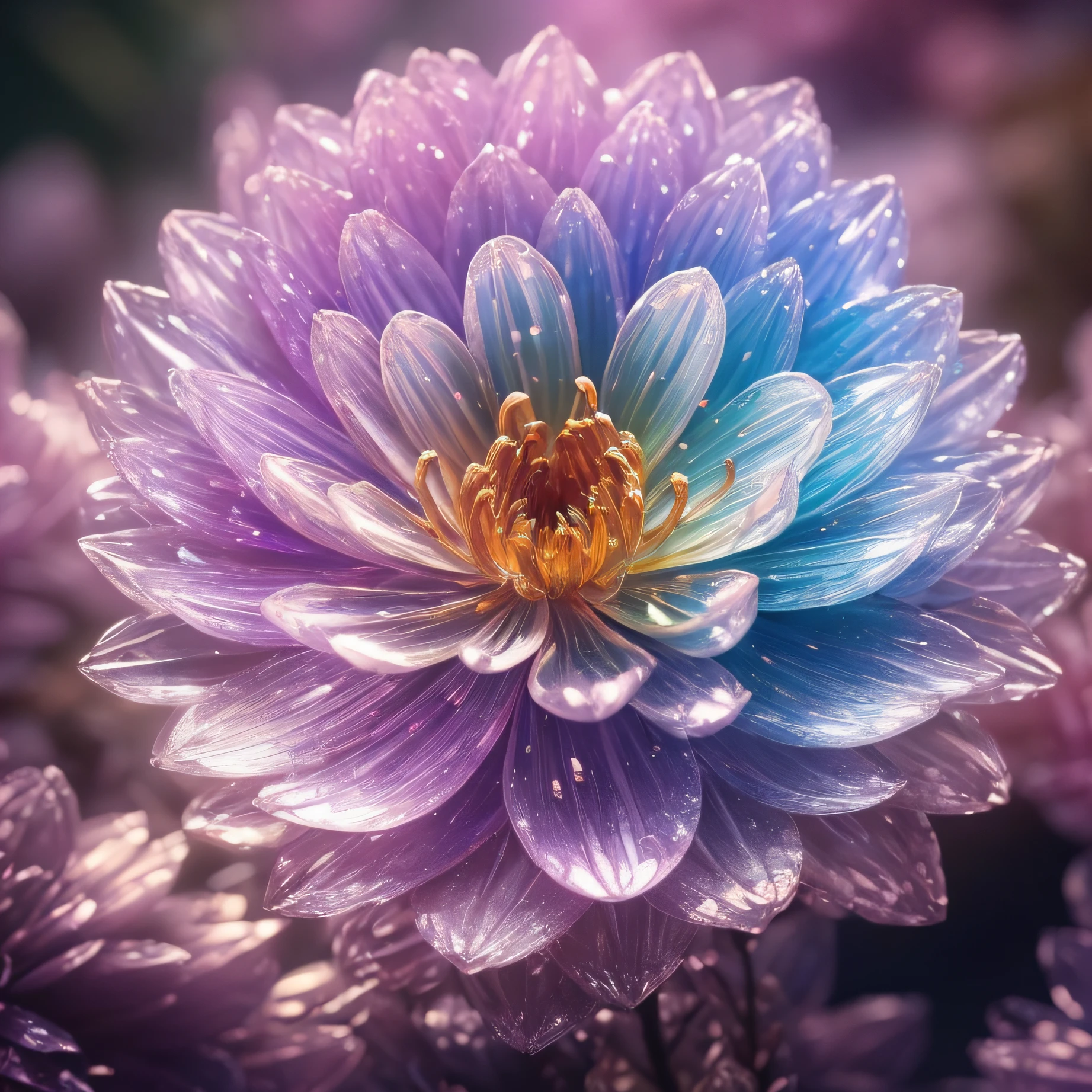 crystal blossom flower,
fantasy, galaxy, transparent,
shimmering, sparkling, splendid, colorful,
magical photography, dramatic lighting, photo realism, ultra-detailed, 4k, Depth of field, High-resolution
