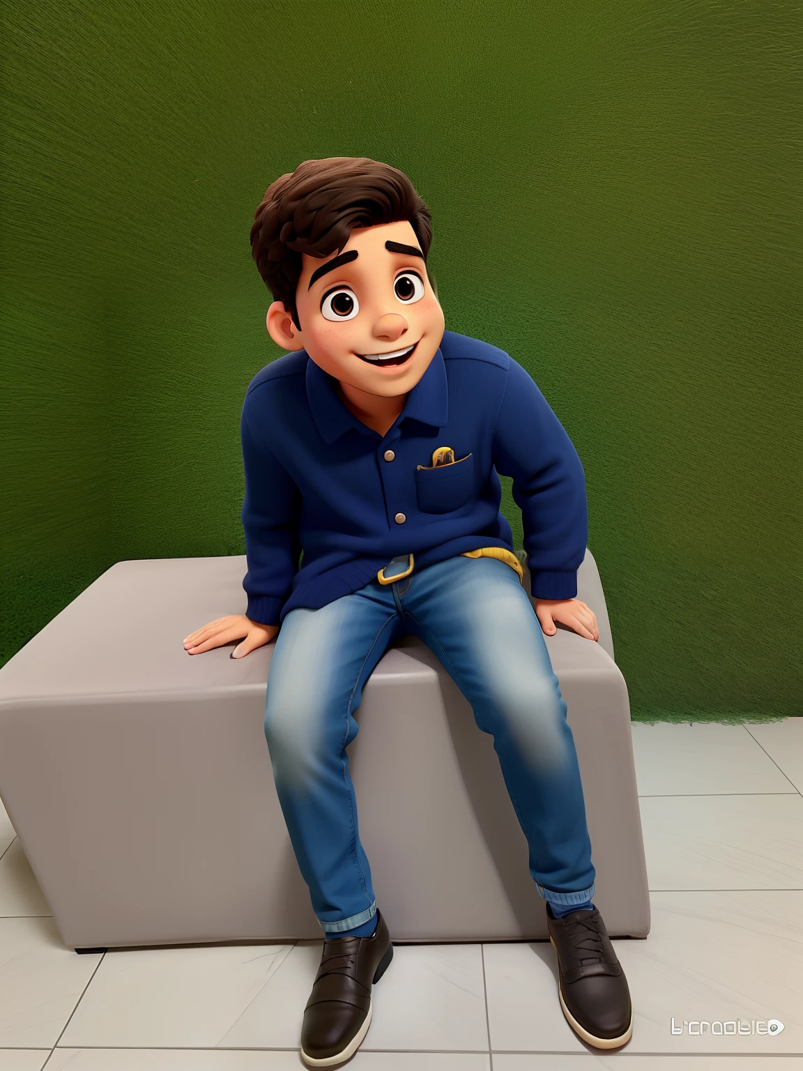 lindo e feliz sentado.