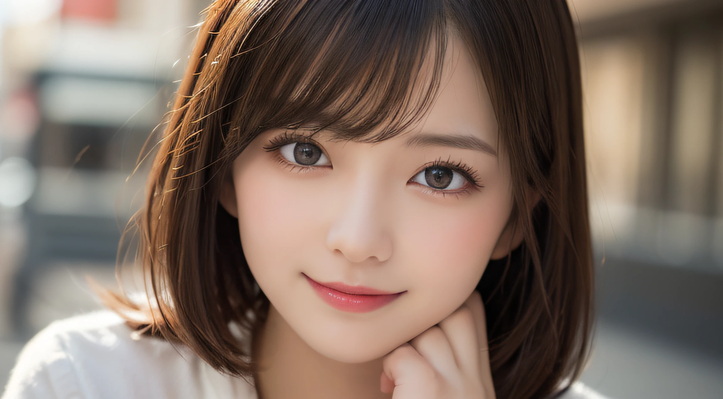 masutepiece, Best Quality, Illustration, Ultra-detailed, finely detail, hight resolution, 8K Wallpaper, Perfect dynamic composition, Beautiful detailed eyes, doress,Medium Hair, small tits, Natural Color Lip, Random and sexy poses,Smile,Osaka,20 years girl,Cute
