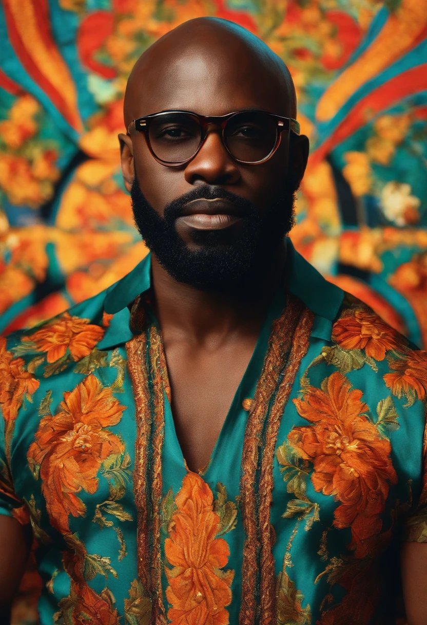 A bald black man in glasses with a beard a raper