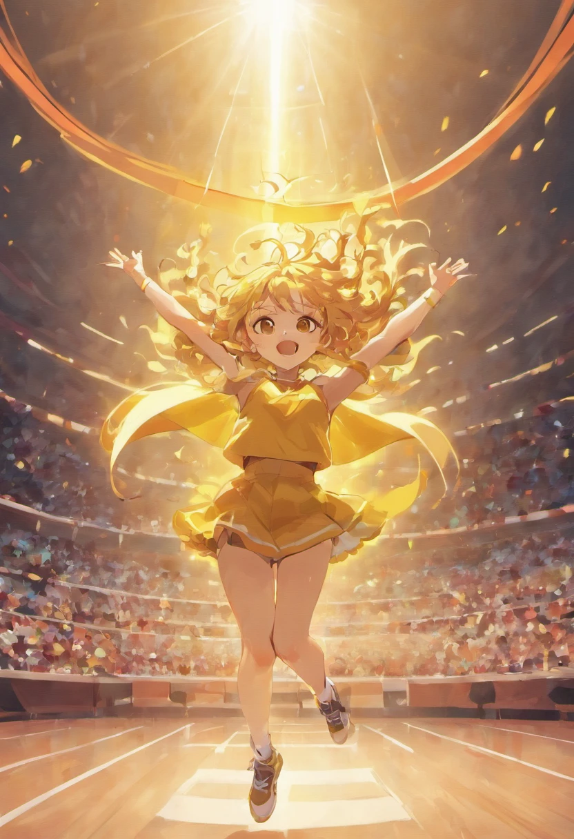  Princess Daisy, Jumping, Smile, Athletic Wear, Glowing, Orange power surrounding her, Flower petals swirling around her, playing volleyball, Spikeing the volleyball, Mario And Peach One the other side of the net, And Luigi on the side with Daisy, Miis Cheering on the sides
