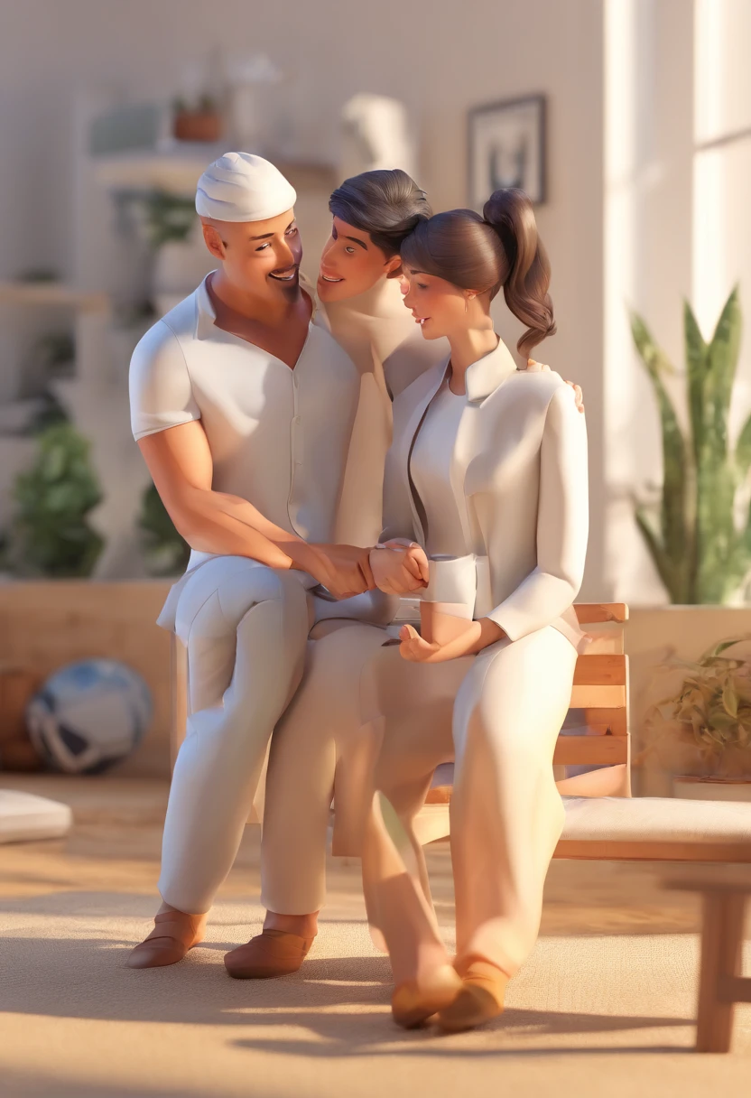 An illustration of an adorable couple, Destaque para um uma mulher branca de cabelos longos e pretos e um homem branco, alto e careca.