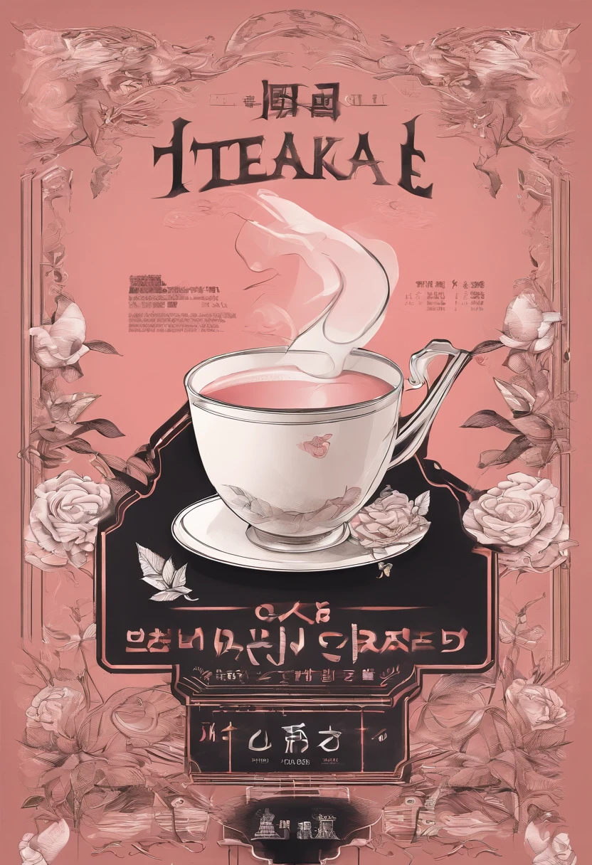 Create an ad,The theme is rose black tea roasted milk,Choose stickman style