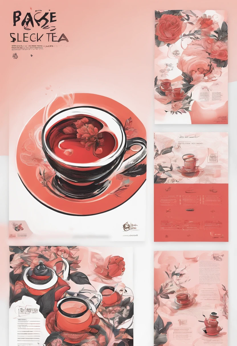 Create an ad,The theme is rose black tea roasted milk,Choose stickman style