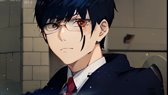 anime image of a man with a black hair and a red tie, mashle, style of madhouse anime, as an anime character, shinji, young anime man, yukio - e, male anime character, hijikata toushirou of gintama, akane owari danganronpa, shinji ikari