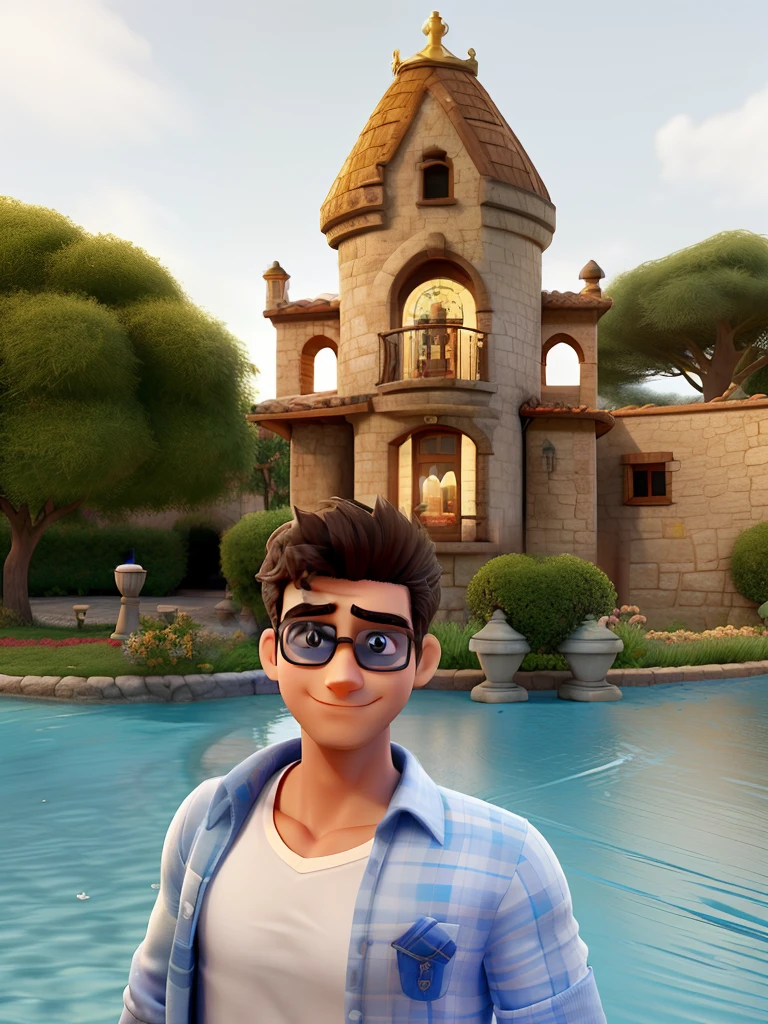 Um homem vestindo um terno como o do Jack skellington, veste uma capa de bruxo prata, Next to it is a small round table with a golden candlestick and in the background a window, cortinas cor de vinho, poses while looking at the camera sideways, cabelos pretos, rosto sem barba, rosto magro, In his hand a dark Zul umbrella, The sky that appears in the window is dark and starry