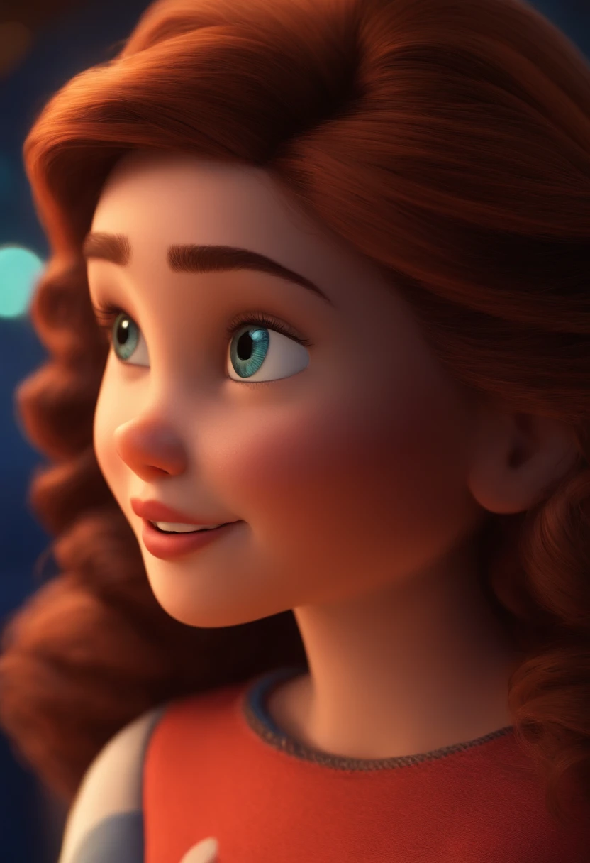 Imagem estilo Pixar com personagem 3D , Maquiagem Disney, mulher segurando um queijo,cabelos negros, bonitinho, sorridente ,Close-up, Pixar, Disney, Cinema lighting,