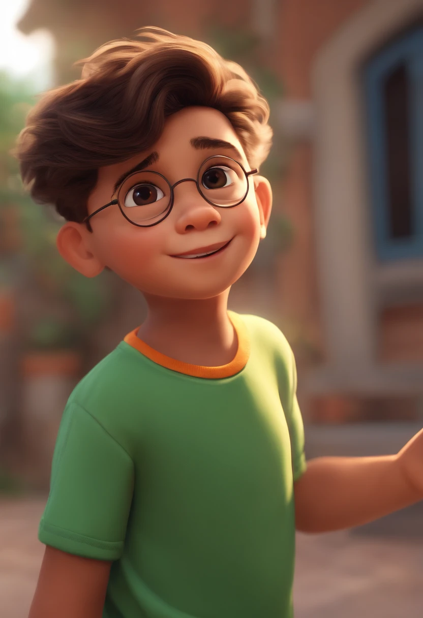 Image of a boy for a story in a YouTube video in Pixar format, He's the little allabester, He's the class leader, He's outgoing, Playful and gets up for a lot of things, cabelo curto