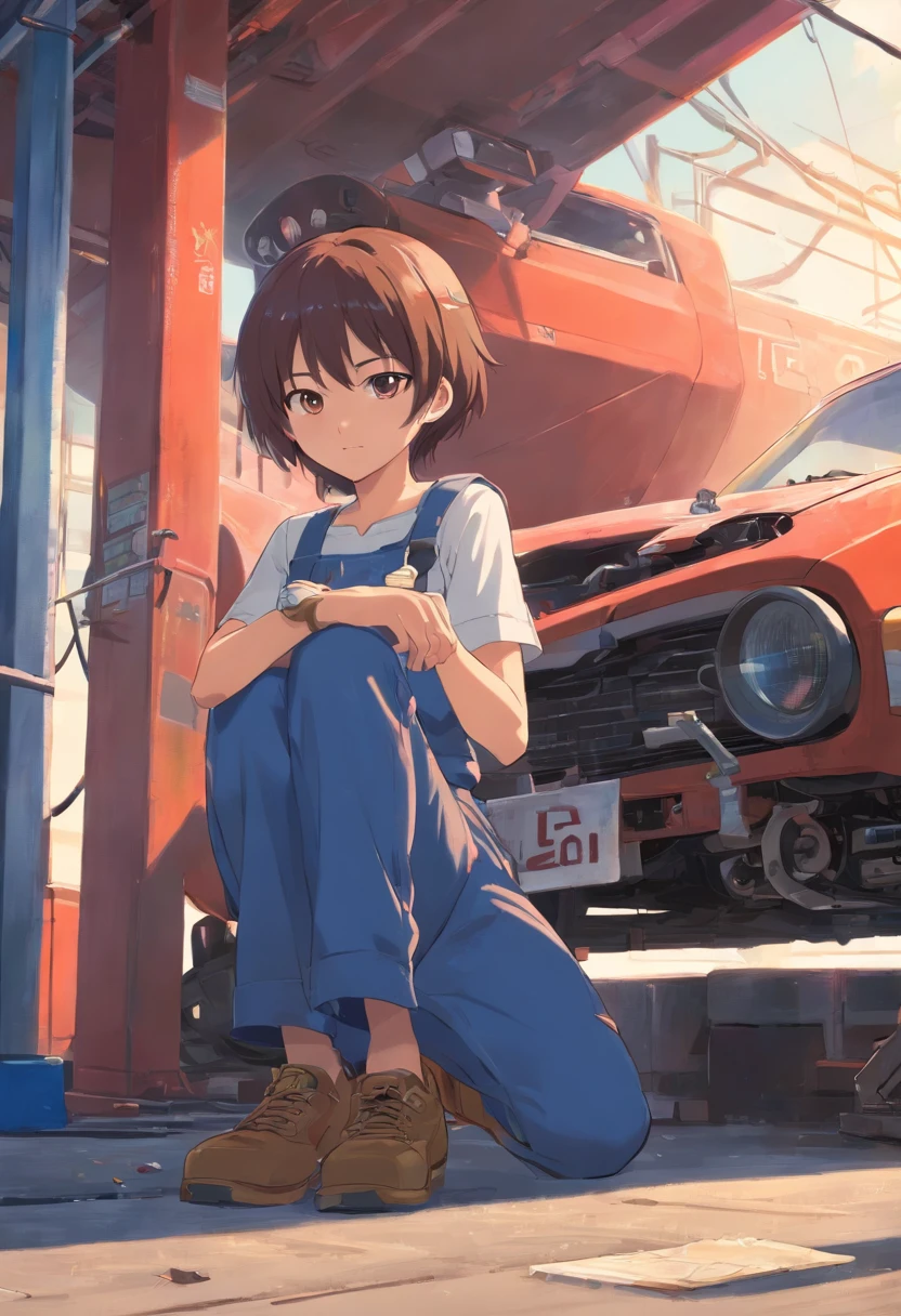 Masterpiece Felipe Neto as a mechanic who repairs cars, Corpo Perfeito, perfect head, Hard disk, Anthropomorphic, corpo peludo preto, corpo tonificado, toned stomach, cauda do rato, nu, nu por todo o corpo, doing the L with the right hand,