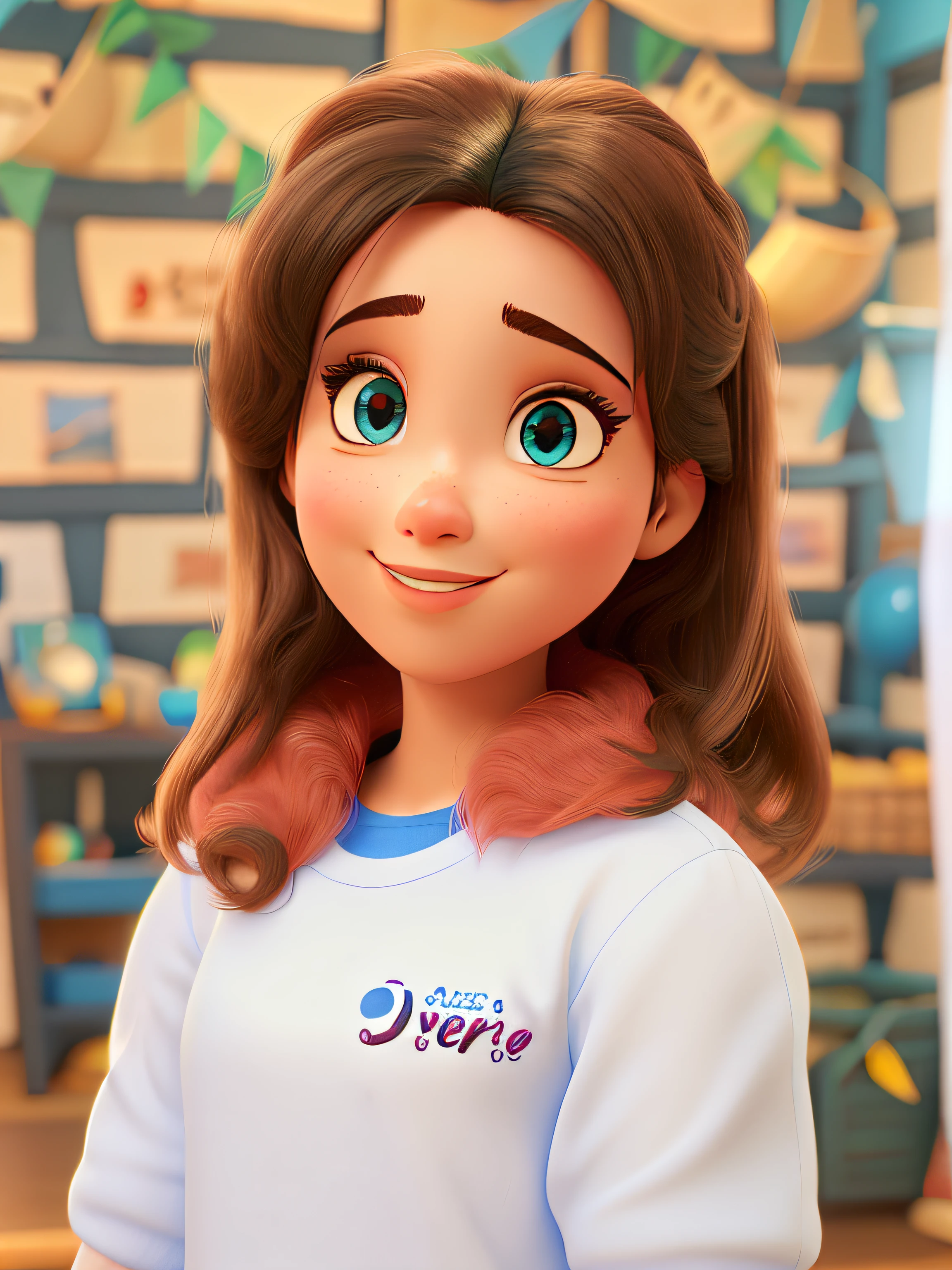 Menina de olho azul estilo disney pixar, melhor qualidade, alta qualidade