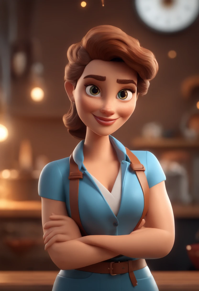 personagem dos desenhos animados de uma mulher segurando uma frying pan, animation character, Caractere estilizado, animation style rendering, 3D estilizado, Arnold Maya render, 3 d render stylized, toon render keyshot, Personagem 3D, Personagem 3D, 3d rendering stylized, 3 d character render, personagem de desenho animado, Personagem de close up, Pose de personagem,  (Estilo Pixar) (master part:1.2) (Bokeh) (best quality) (pele detalhada) (textura detalhada) (8k) (argila) (Cinematic lighting) (foco nítido