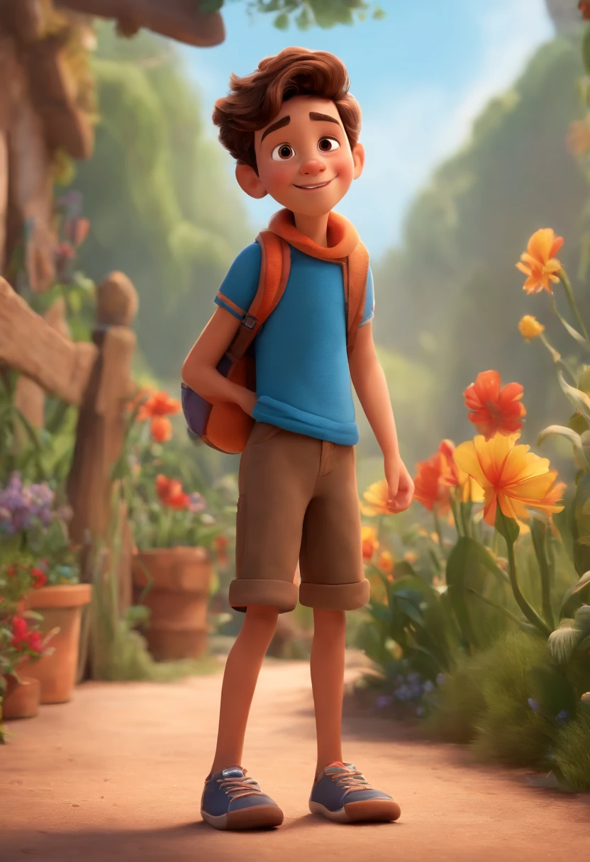 Image of a boy for a story in a YouTube video in Pixar format, He's the little allabester, He's the class leader, He's outgoing, Playful and gets up for a lot of things