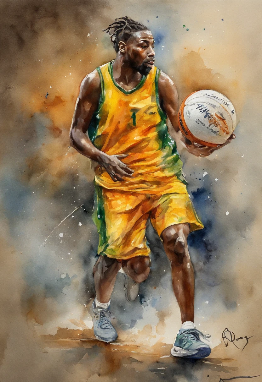 (best quality,ultra-detalhado,Realistic:1.37),Noite estrelada por van gogh, adolescente moreno em um gueto, vestindo roupas urbanas baggy flacidez, sneakers Nike, e dreadlocks, segurando o sol como um basquete e bola! Shooting the ball through the hoop