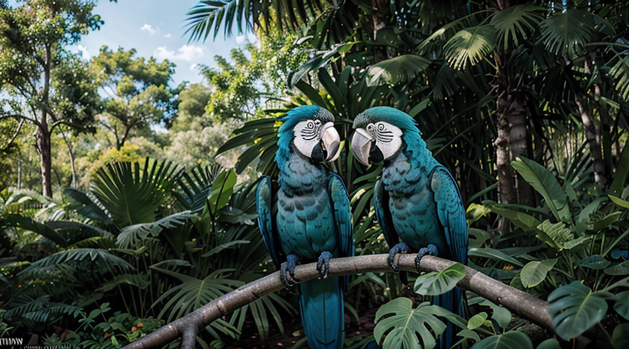 A background and background, forest, nature, blue macaw habitat, realistic, 3d, 8k, adobe illustrator, bold, vivid colors, fine lines.
