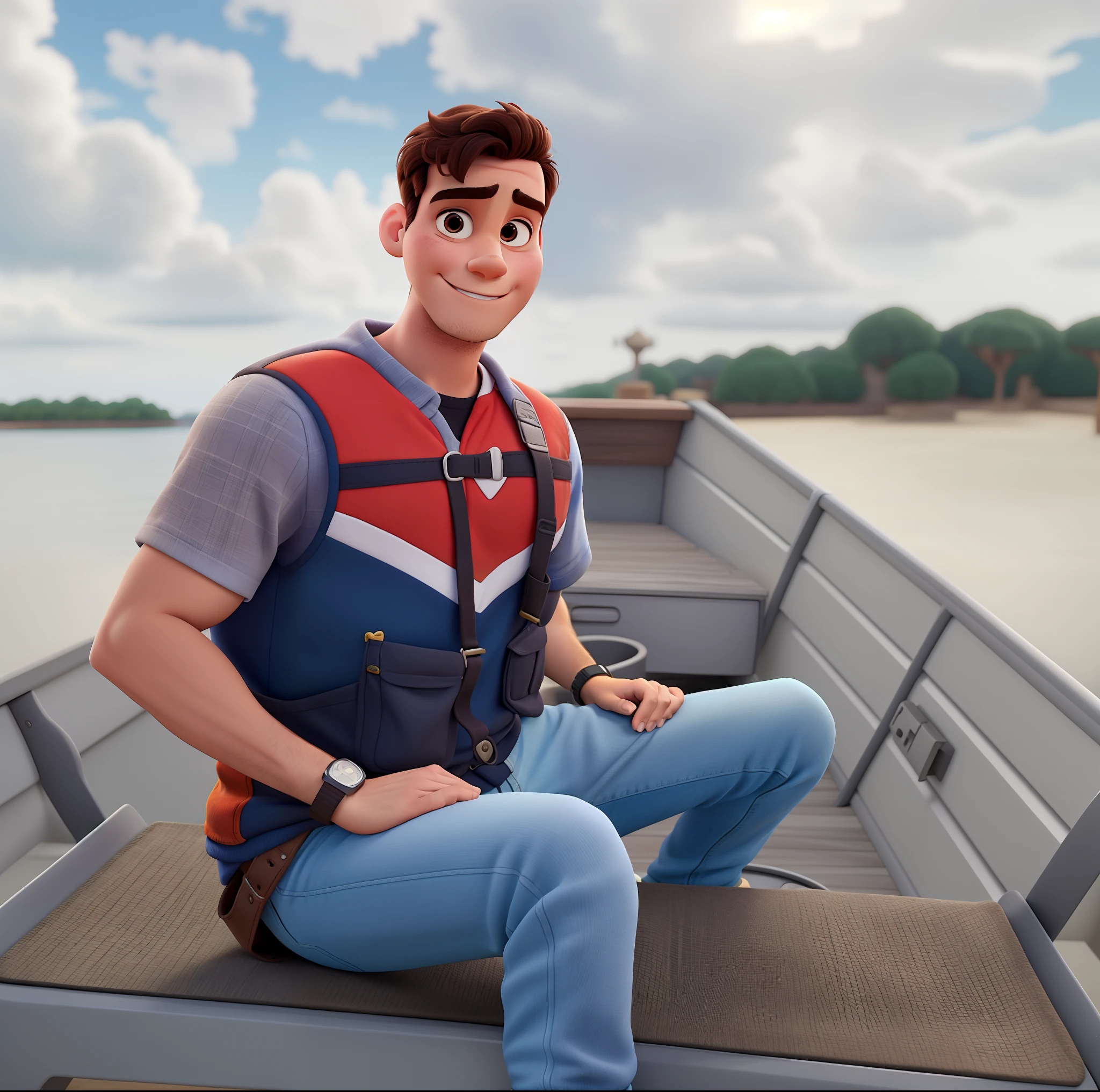 Homem jovem, estilo disney pixar, alta qualidade