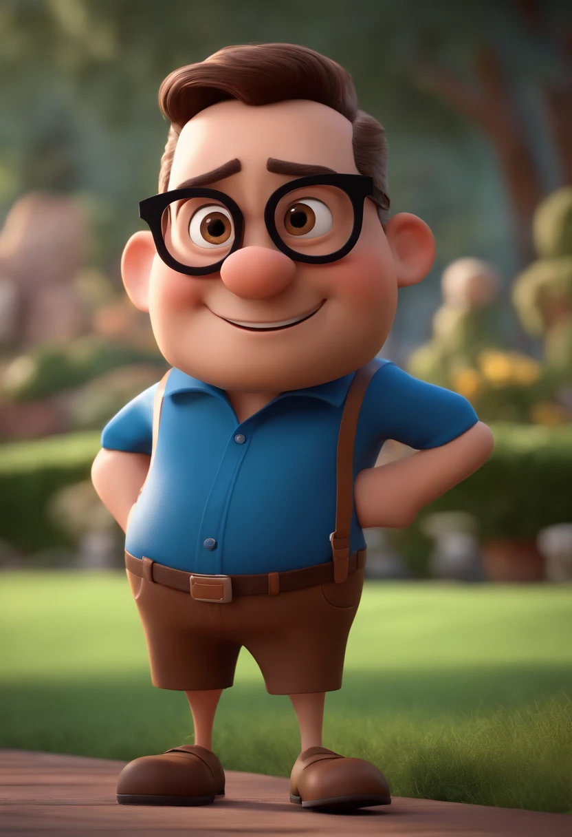 Cartoon character of a man with black glasses and a blue shirt, animation character, Caractere estilizado, animation style rendering, 3D estilizado, Arnold Maya render, 3 d render stylized, toon render keyshot, Personagem 3D, Personagem 3D, 3d rendering stylized, 3 d character render, personagem de desenho animado, Personagem de close up, Pose de personagem, (Estilo Pixar) (master part:1.2) (Bokeh) (best quality) (pele detalhada) (textura detalhada) (8k) (argila) (Cinematic lighting) (foco nítido