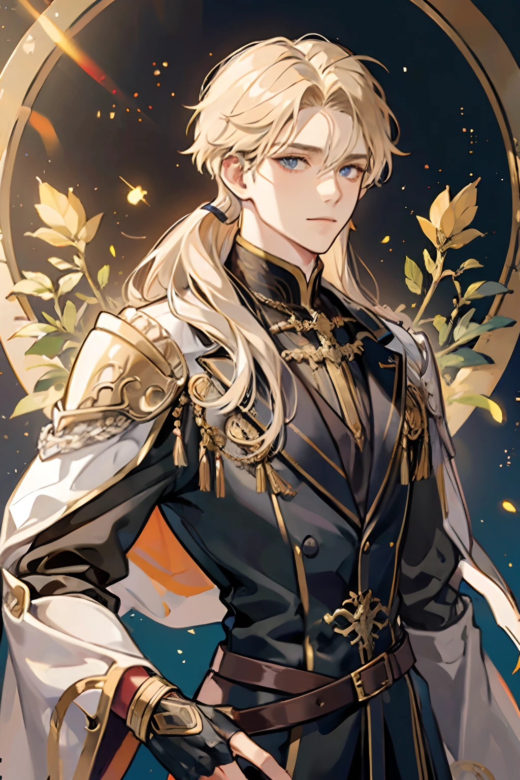 A man with golden hair in black armor