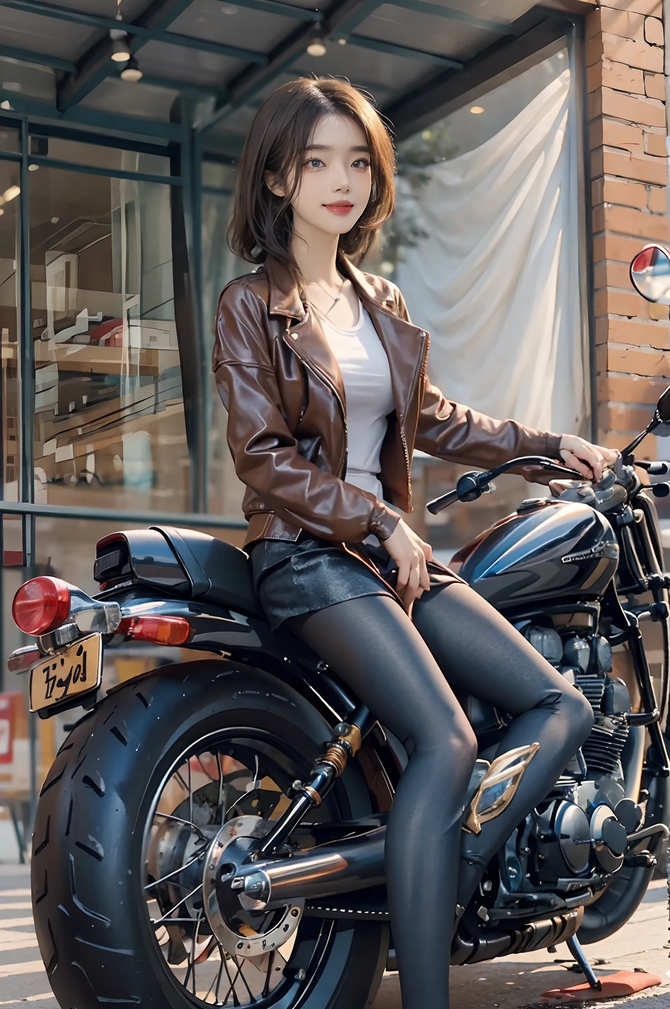((top-quality、8K、​masterpiece:1.3))、Full body posture、foco nítido:1.2、(realisitic、Photorealsitic:1.37)、((beautiful smiling face))、Gaze towards the viewer、Beautiful Face Woman、32years old、long eyeslashes、Colorcon、、delicated、Very detailed eyes、Highly detailed eyebrows、（Sharp Eyebrows）、（Thin eyebrows）、very vey very detailed face