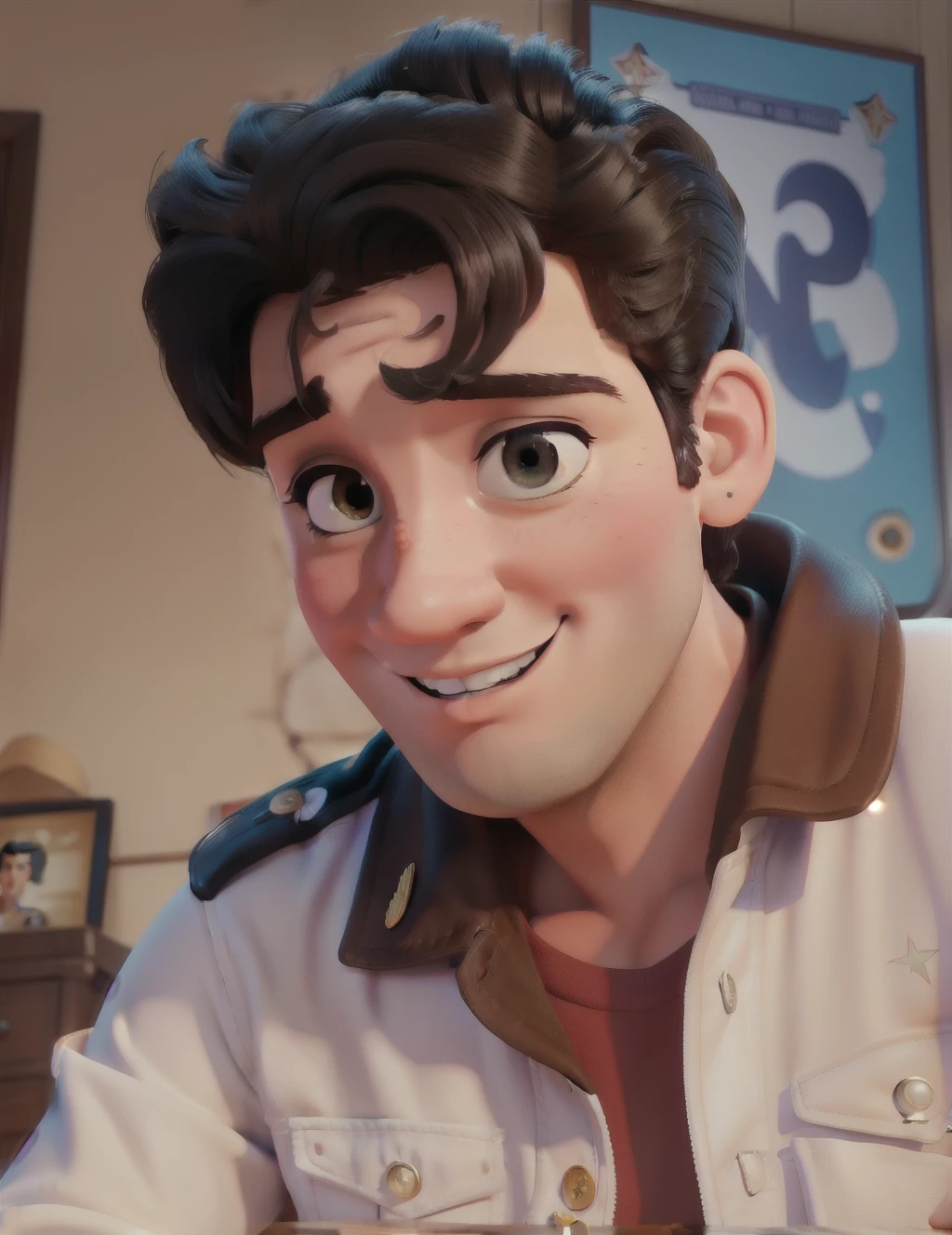 Create a high-quality Disney PIXAR poster of Elvis Presley, melhor qualidade