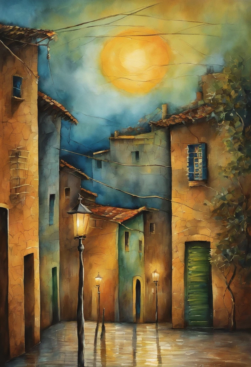 (best quality,ultra-detalhado,Realistic:1.37),Noite estrelada por van gogh, adolescente brasileiro em uma quadra de basquete lotada, vestindo roupas urbanas, brasil, , segurando o sol como um basquete e bola! Shooting the ball through the hoop, raios solares, cidade brasileira, cores do brasil