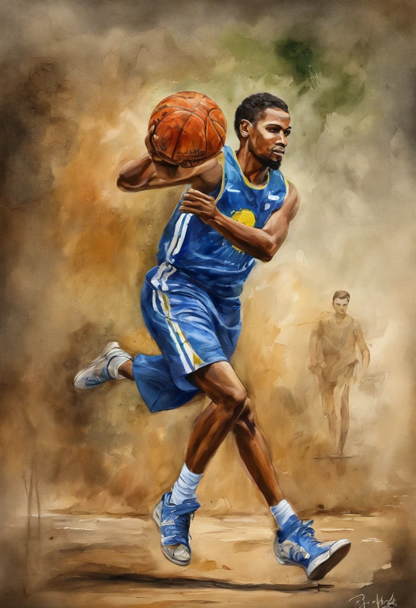 (best quality,ultra-detalhado,Realistic:1.37),Noite estrelada por van gogh, adolescente brasileiro em uma quadra de basquete lotada, vestindo roupas urbanas, brasil, , segurando o sol como um basquete e bola! Shooting the ball through the hoop, raios solares, cidade brasileira, cores do brasil