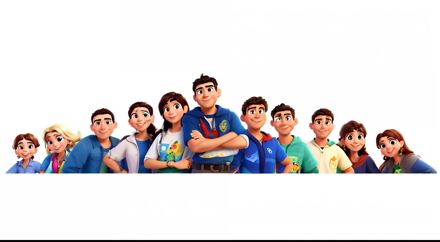 Um grupo de pessoas estilo disney pixar, alta qualidade, melhor qualidade