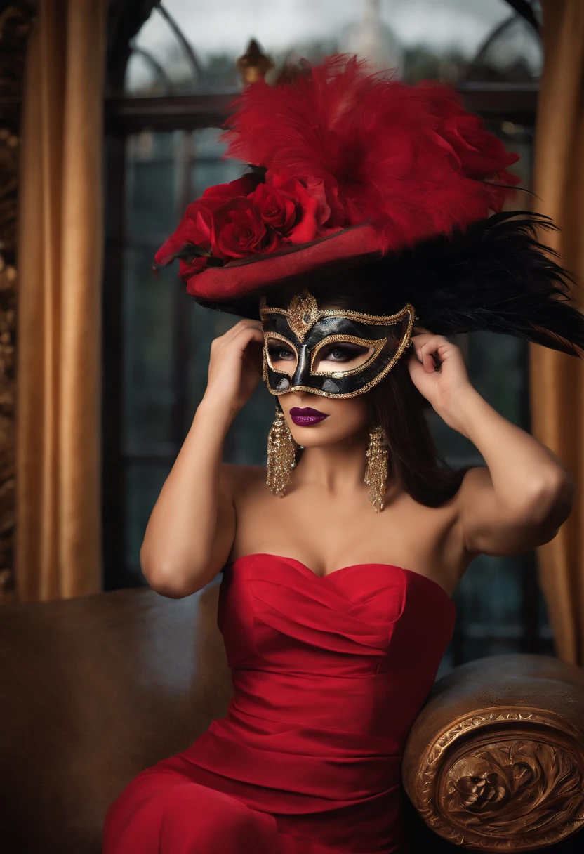 Red fashion dress masquerade