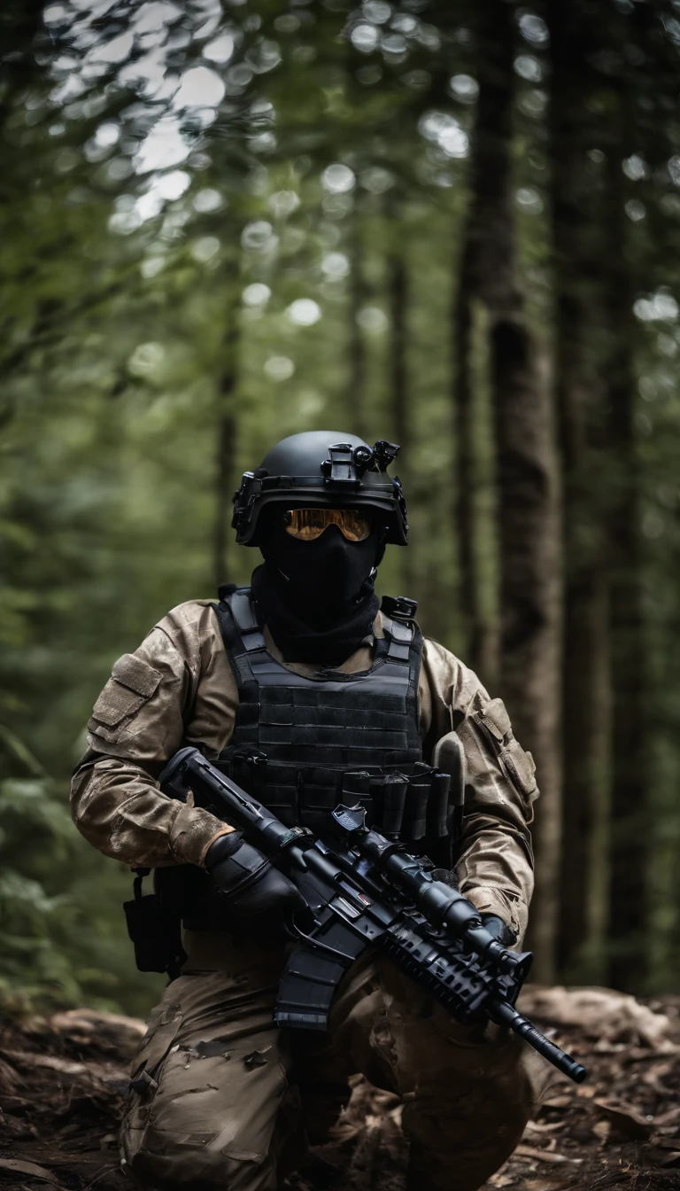 (Best quality,4K,8K,A high resolution,Masterpiece:1.2),Ultra-detailed,(Realistic,Photorealistic,photo-realistic:1.37), One of them wore a black SWAT uniform，Man in black helmet, A man in a black mask holds a gun, Air rifle CQB, French Special Operations, realistic soldiers, Soldiers in tactical equipment, tactical gear, cinematic —ar 16:9, realistic military equipment, Tactical armor, Black tactical equipment, combat outfit, Futuristic soldier costume, special forces security(Best quality,4K,8K,A high resolution,Masterpiece:1.2),Ultra-detailed,(Realistic,Photorealistic,photo-realistic:1.37), One of them wore a black SWAT uniform，Man in black helmet, A man wearing a black skull mask holds a gun, assault rifle，CQB, French Special Operations, realistic soldiers, Soldiers in tactical equipment, tactical gear, cinematic —ar 16:9, realistic military equipment, Tactical armor, Black tactical equipment, combat outfit, Futuristic soldier costume, special forces security，FBI official