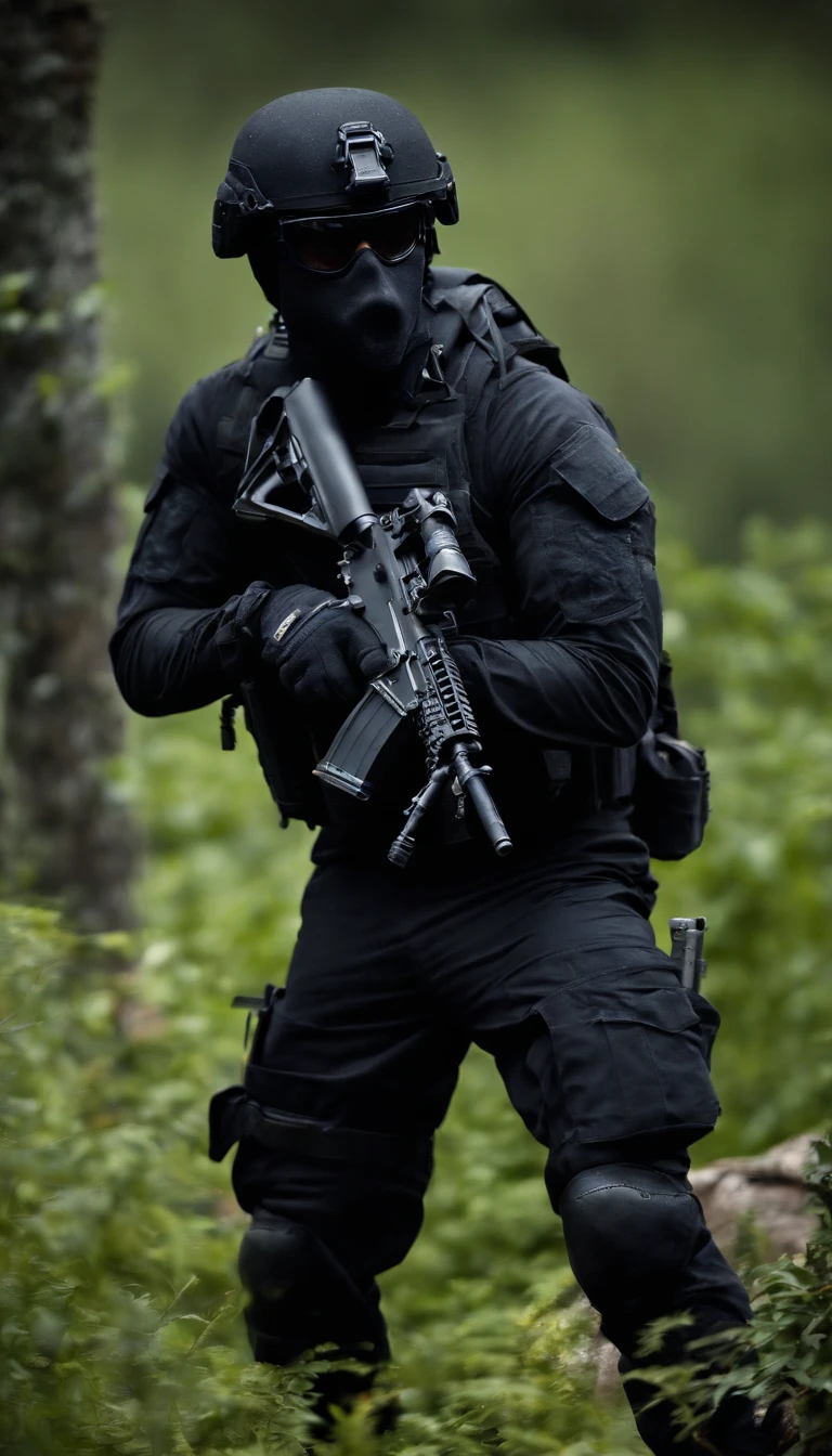 (Best quality,4K,8K,A high resolution,Masterpiece:1.2),Ultra-detailed,(Realistic,Photorealistic,photo-realistic:1.37), One of them wore a black SWAT uniform，Man in black helmet, A man in a black mask holds a gun, Air rifle CQB, French Special Operations, realistic soldiers, Soldiers in tactical equipment, tactical gear, cinematic —ar 16:9, realistic military equipment, Tactical armor, Black tactical equipment, combat outfit, Futuristic soldier costume, special forces security(Best quality,4K,8K,A high resolution,Masterpiece:1.2),Ultra-detailed,(Realistic,Photorealistic,photo-realistic:1.37), One of them wore a black SWAT uniform，Man in black helmet, A man wearing a black skull mask holds a gun, assault rifle，CQB, French Special Operations, realistic soldiers, Soldiers in tactical equipment, tactical gear, cinematic —ar 16:9, realistic military equipment, Tactical armor, Black tactical equipment, combat outfit, Futuristic soldier costume, special forces security，FBI official，Zombie crisis，Zombie background，There was chaos，Police shoot at zombies