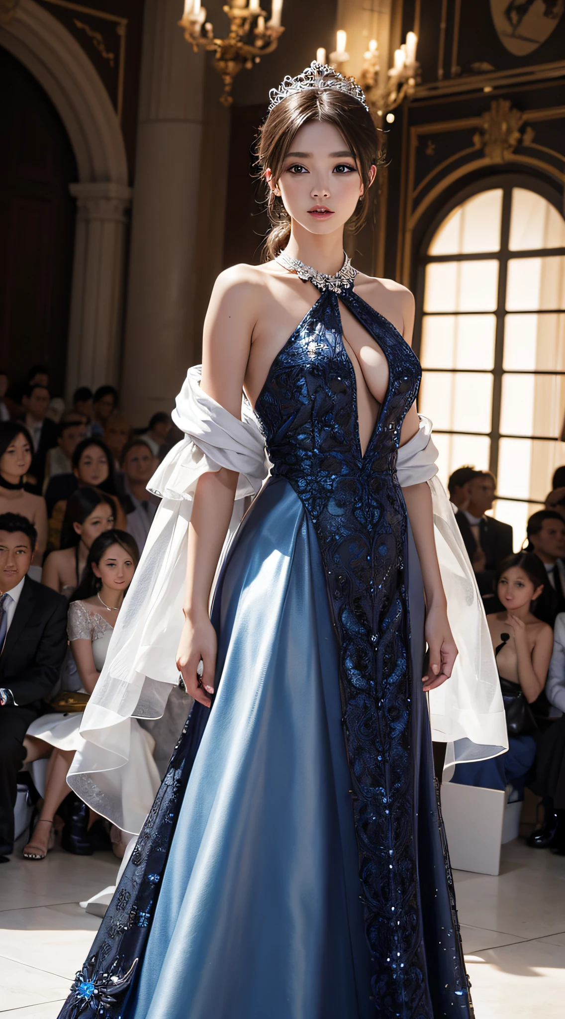 Masterpiece、top-quality、Photorealsitic、A hyper-realistic、Fashion show in the latest mode