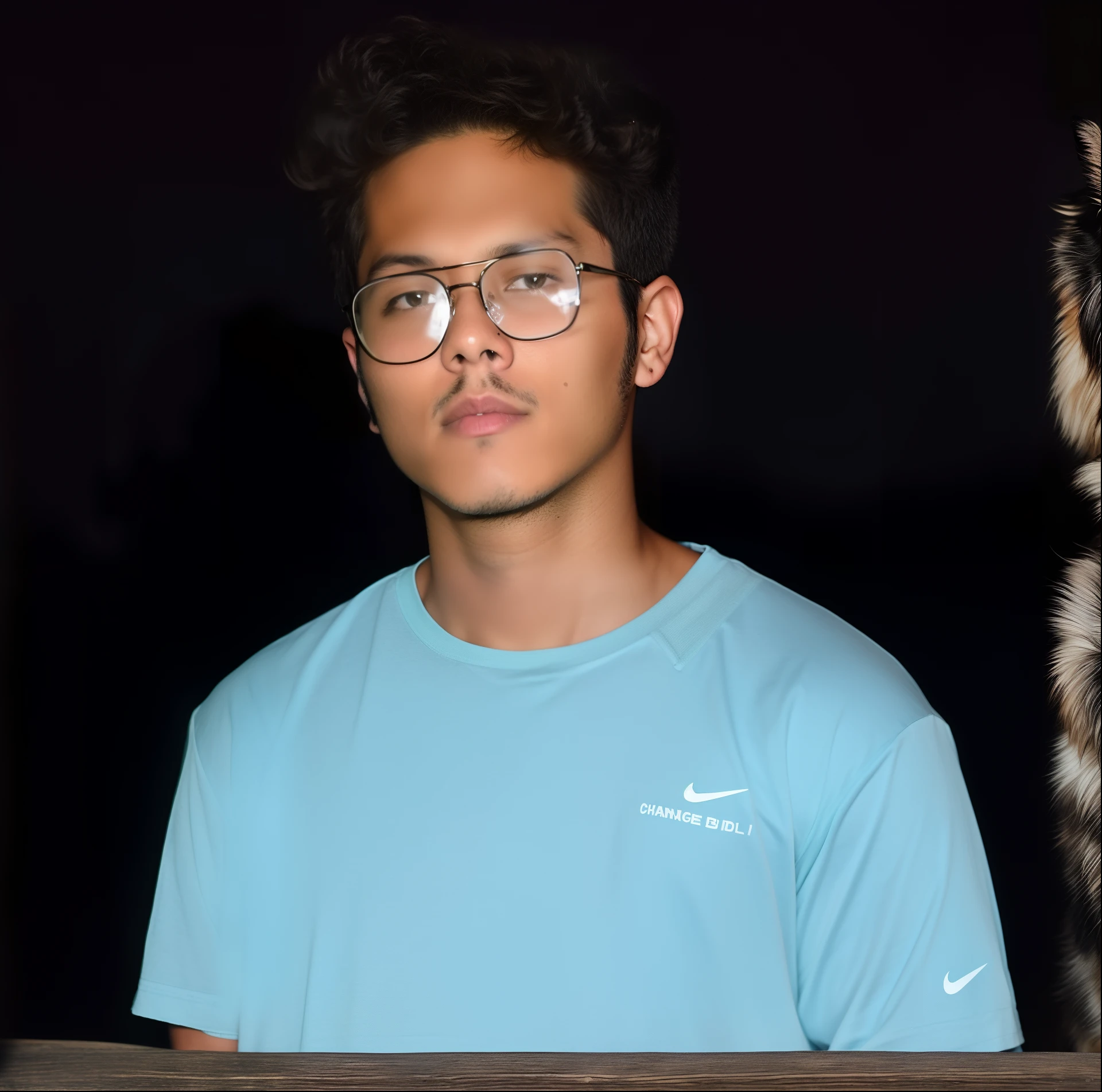 Change the back ground with smoker handsome boy and pet dog