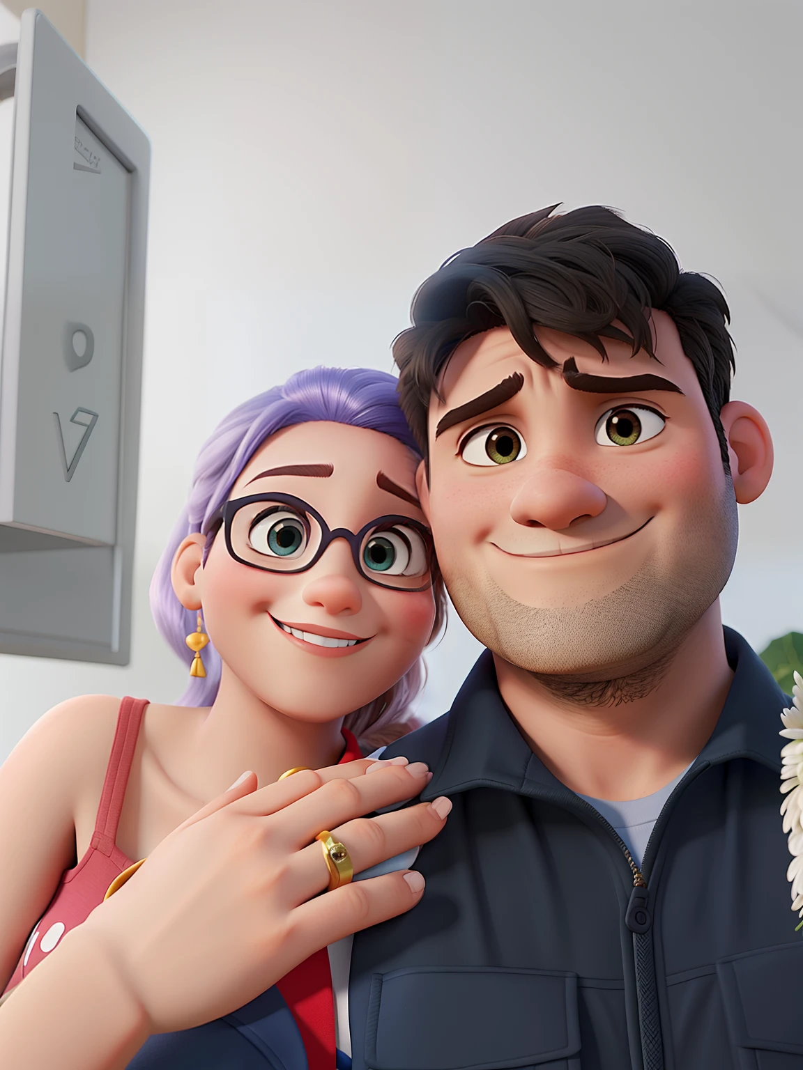 Casal qualidade alta, estilo Disney pixar